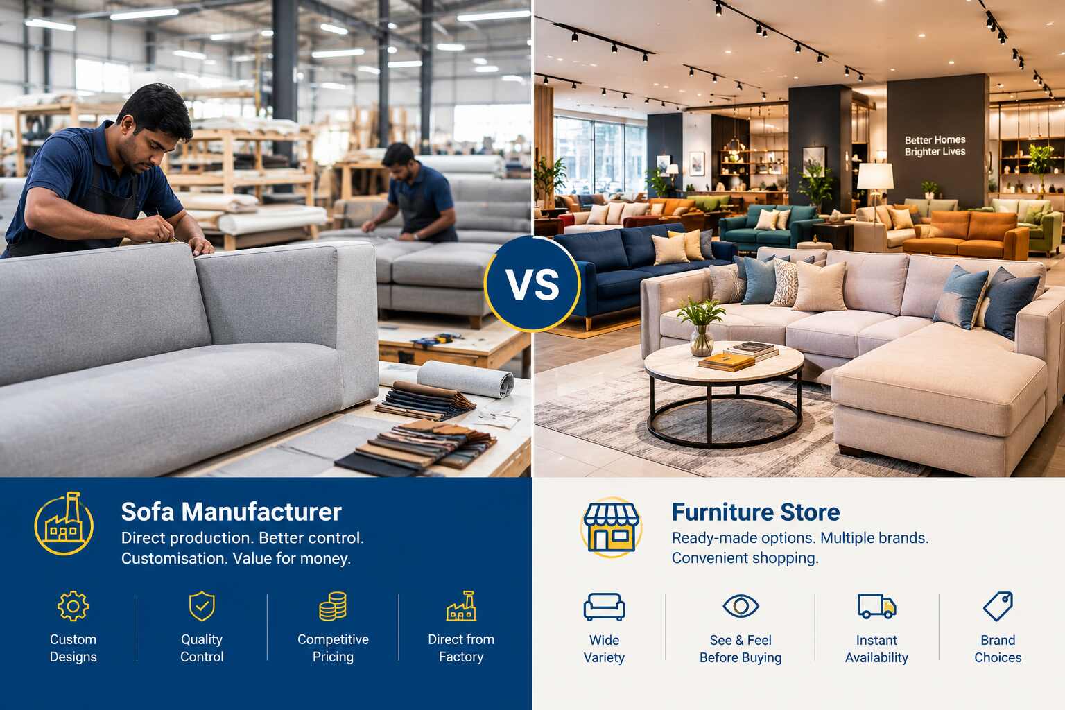 Sofa Manufacturer vs. Furniture Store in Pune