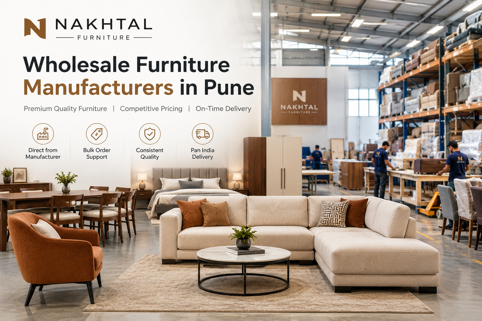 Wholesale furniture manufacturing at Nakhtal Furniture factory in Pune