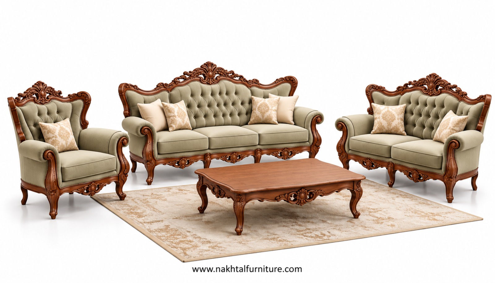 Carvin Sofa Seating Manufacturer in Pune — Teak Wood Sofa by Nakhtal Furniture