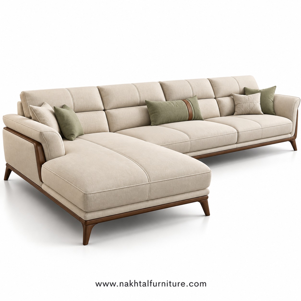 L Type Sofa with MS Wooden Finish 5 Inch Legs Manufacturer in Pune by Nakhtal Furniture