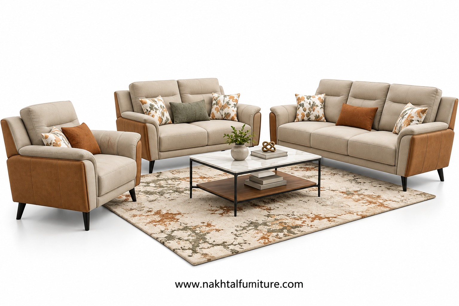 Sofa with MS Black Finish 6 Inch Legs Manufacturer in Pune by Nakhtal Furniture